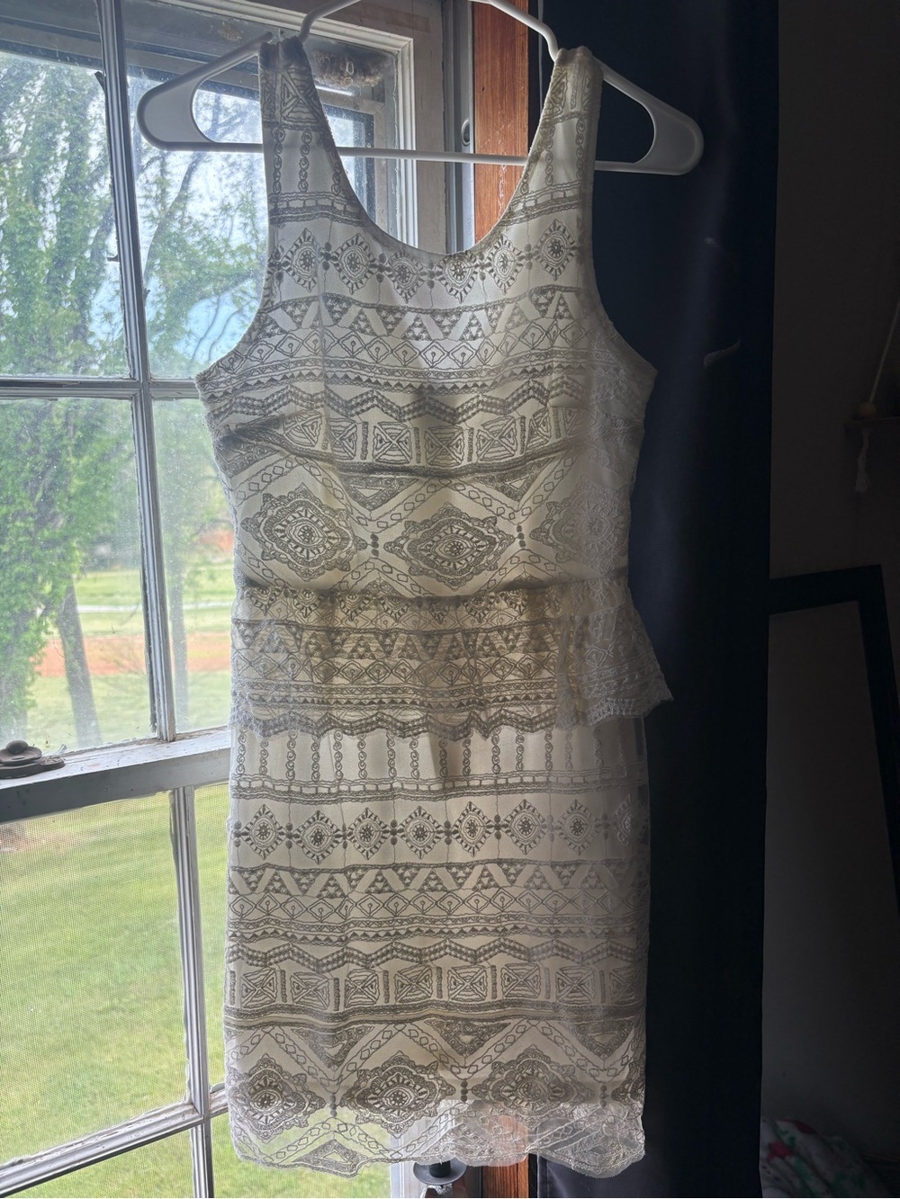 American Eagle Outfitters Ivory Lace Mini Dress